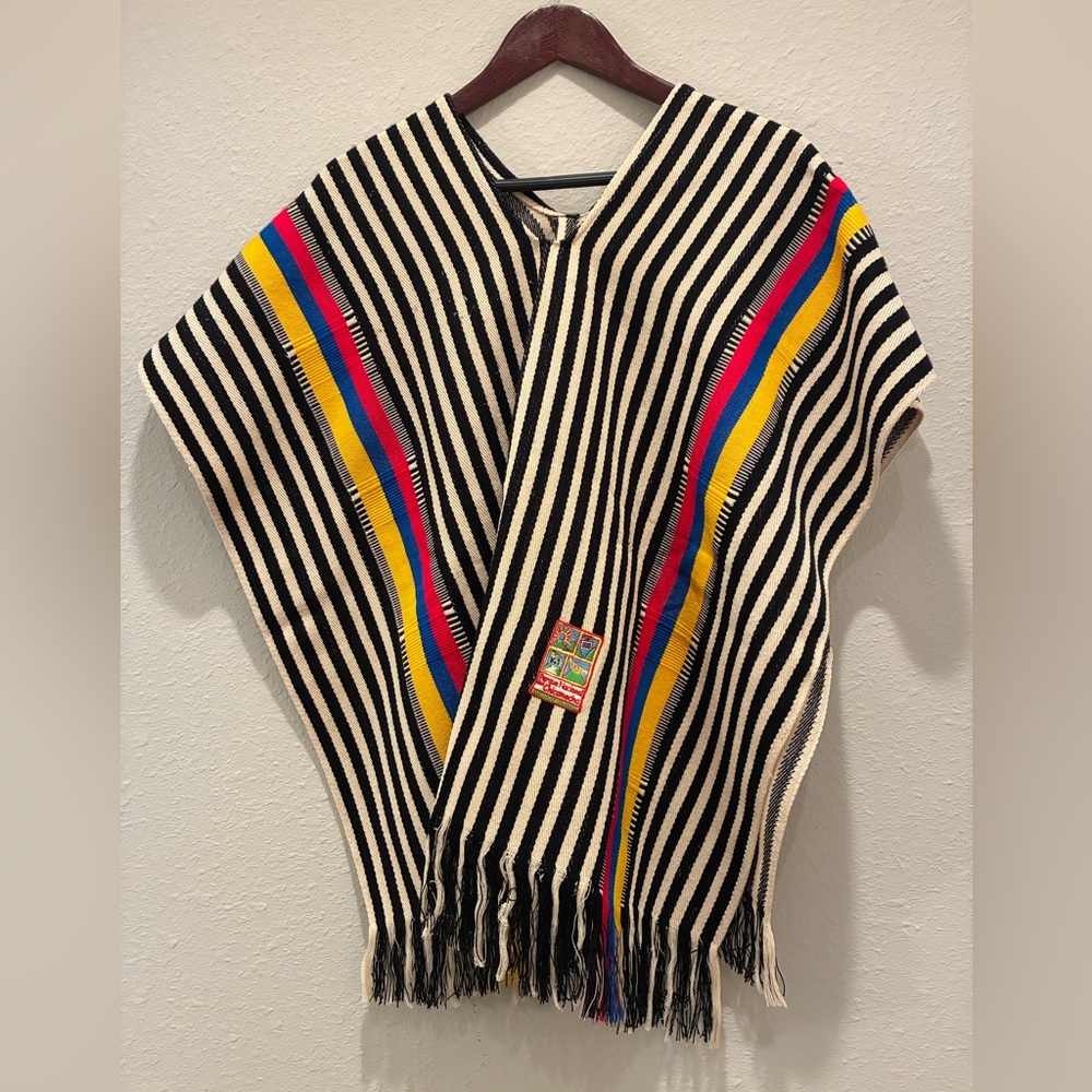 Colombian Poncho Striped Colorful